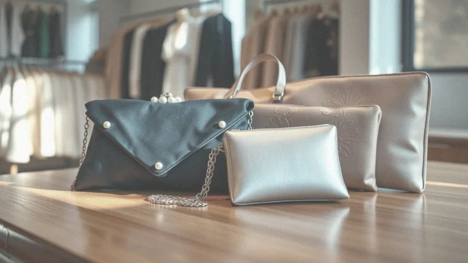 Jakie style torebek są modne na wesele do granatowej sukienki?